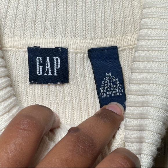 GAP 100% Cotton Ribbed Long SleeveTurtleneck Butter Yellow Sweater Size M - Picture 8 of 14